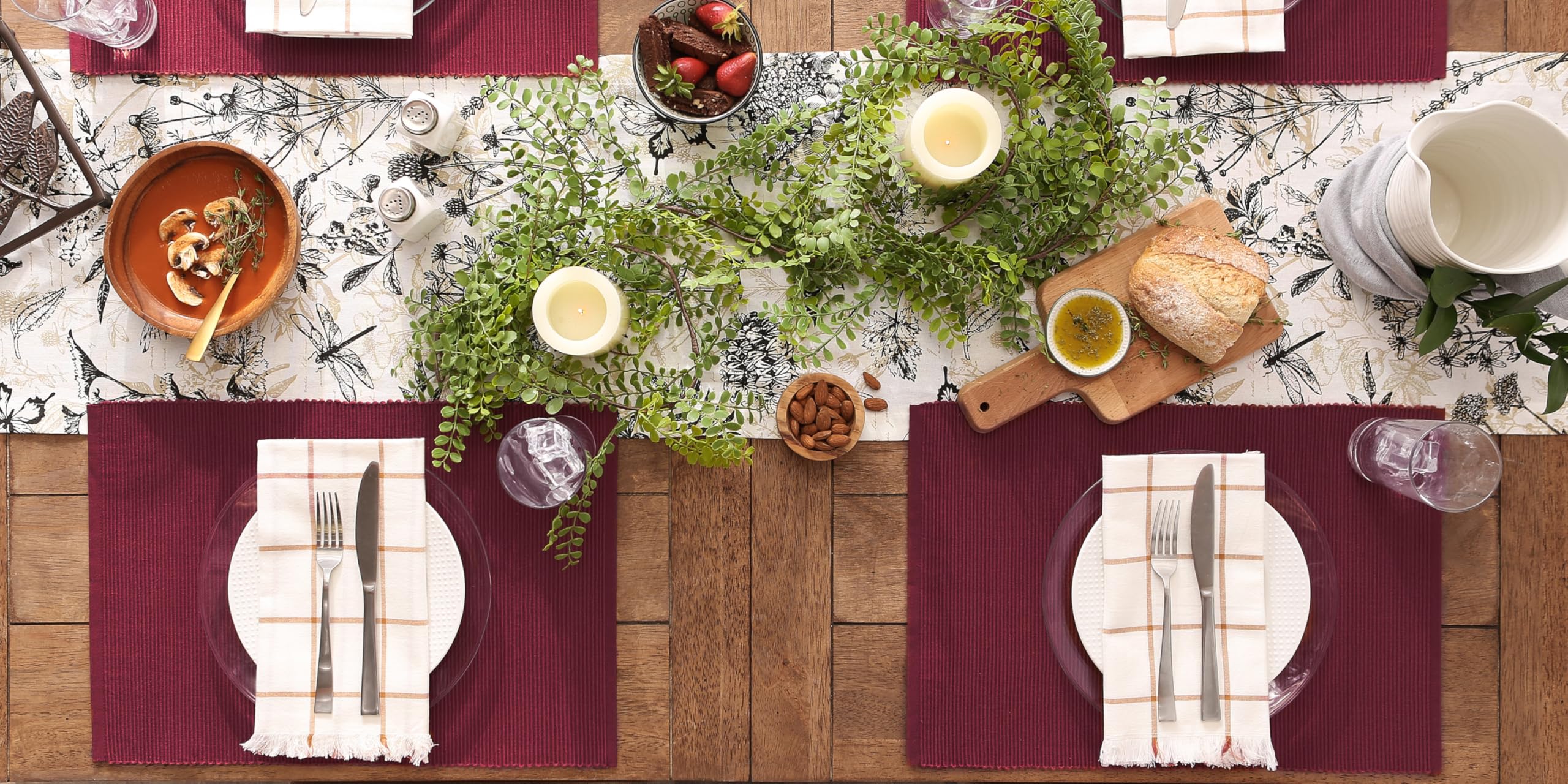 DII Basic Everyday Gerippte Tischset-Set, 100% Baumwolle, 33 x 48 cm, Scheunenrot, 6-teilig