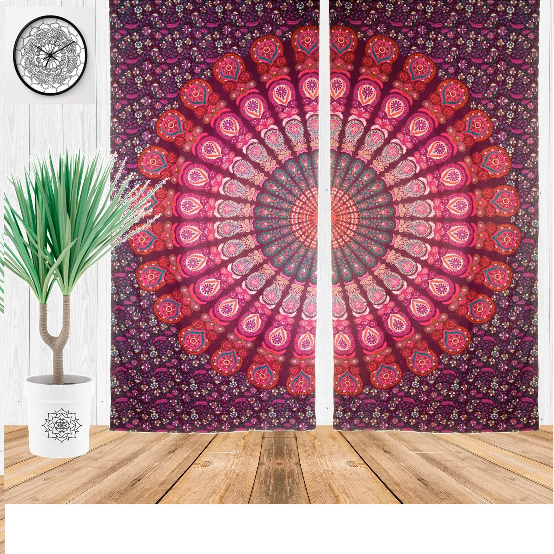 Indian Cotton Peacock Mandala Door Window Cover Curtain Hanging Portiere Drape Curtains Drapes Valances Mandala Curtain Christmas Gift