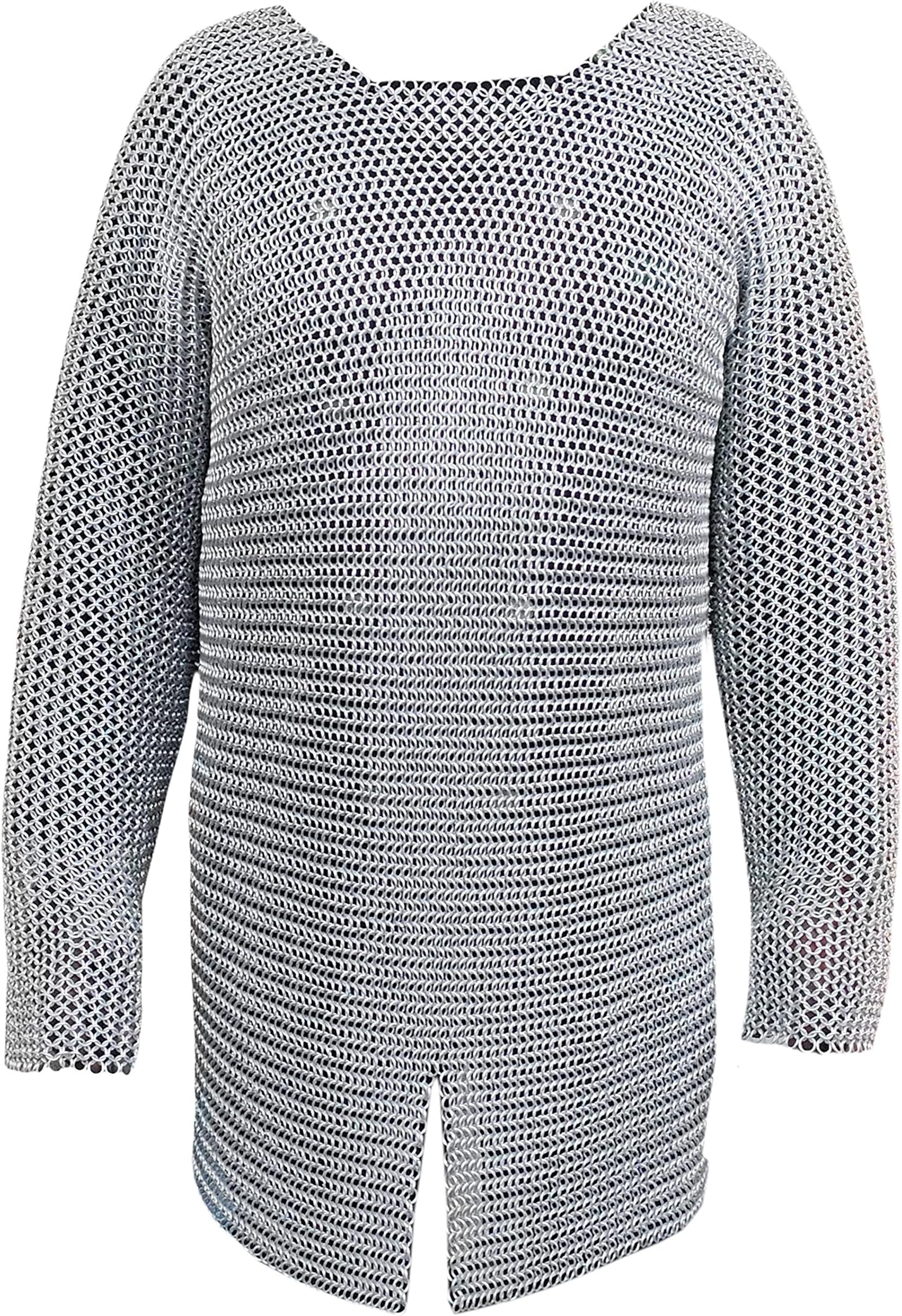 warrior point9 MM Aluminium Full Sleeve Medieval Chain Mail Shirt Armor Set Long Shirt