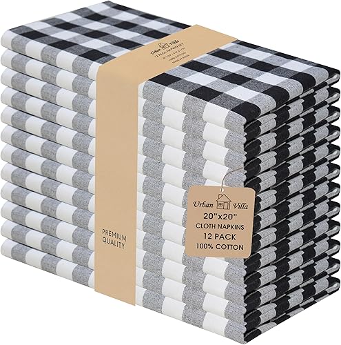 Urban Villa - Juego de 12 servilletas de tela 50x50 centímetros 100% algodón, servilletas lavables, duraderas, reutilizables, absorbentes, para