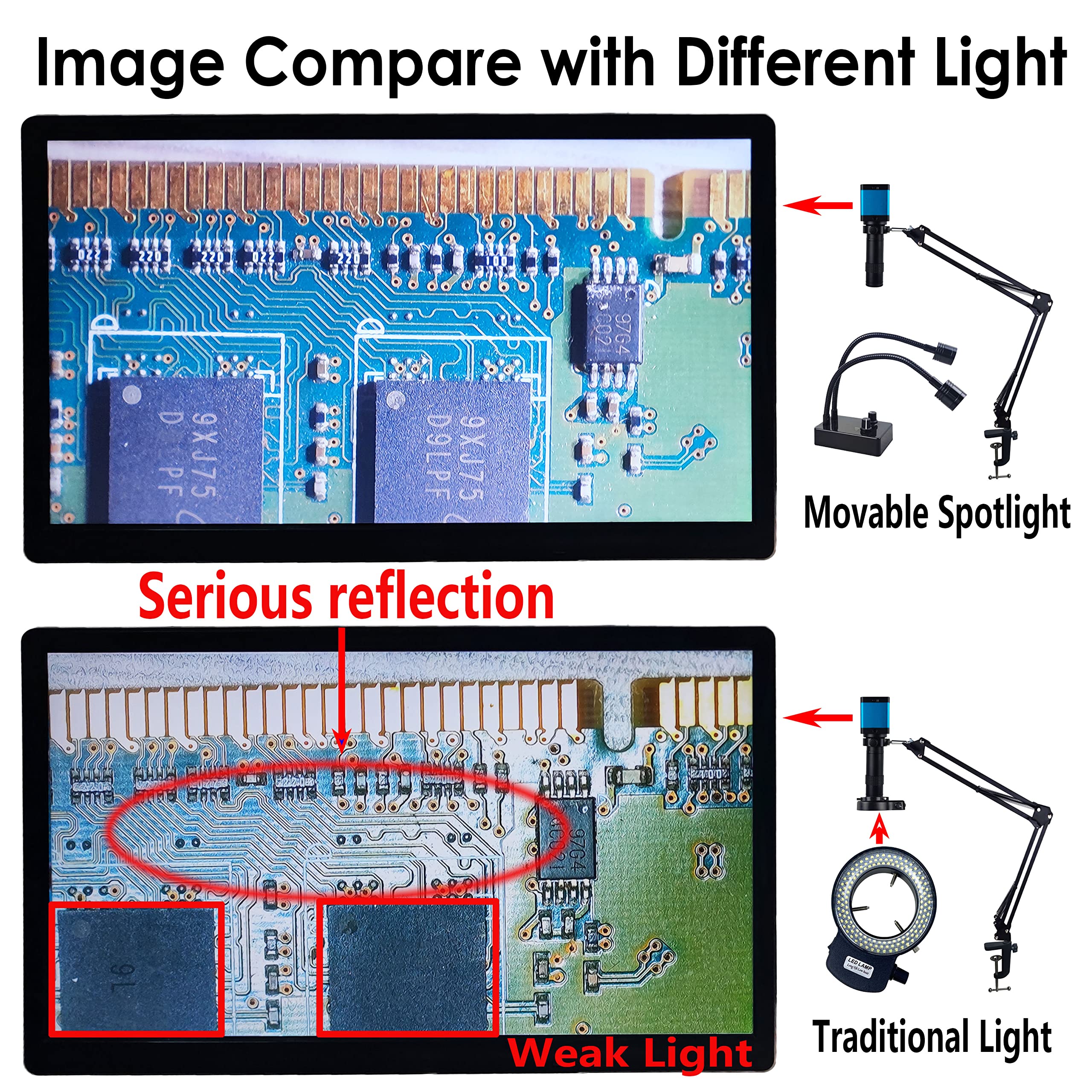 Mikroskop Lichtquelle Desktop USB Mini LED Schwanenhals Dual Illuminator für Stereo-Mikroskop Industrievideokamera