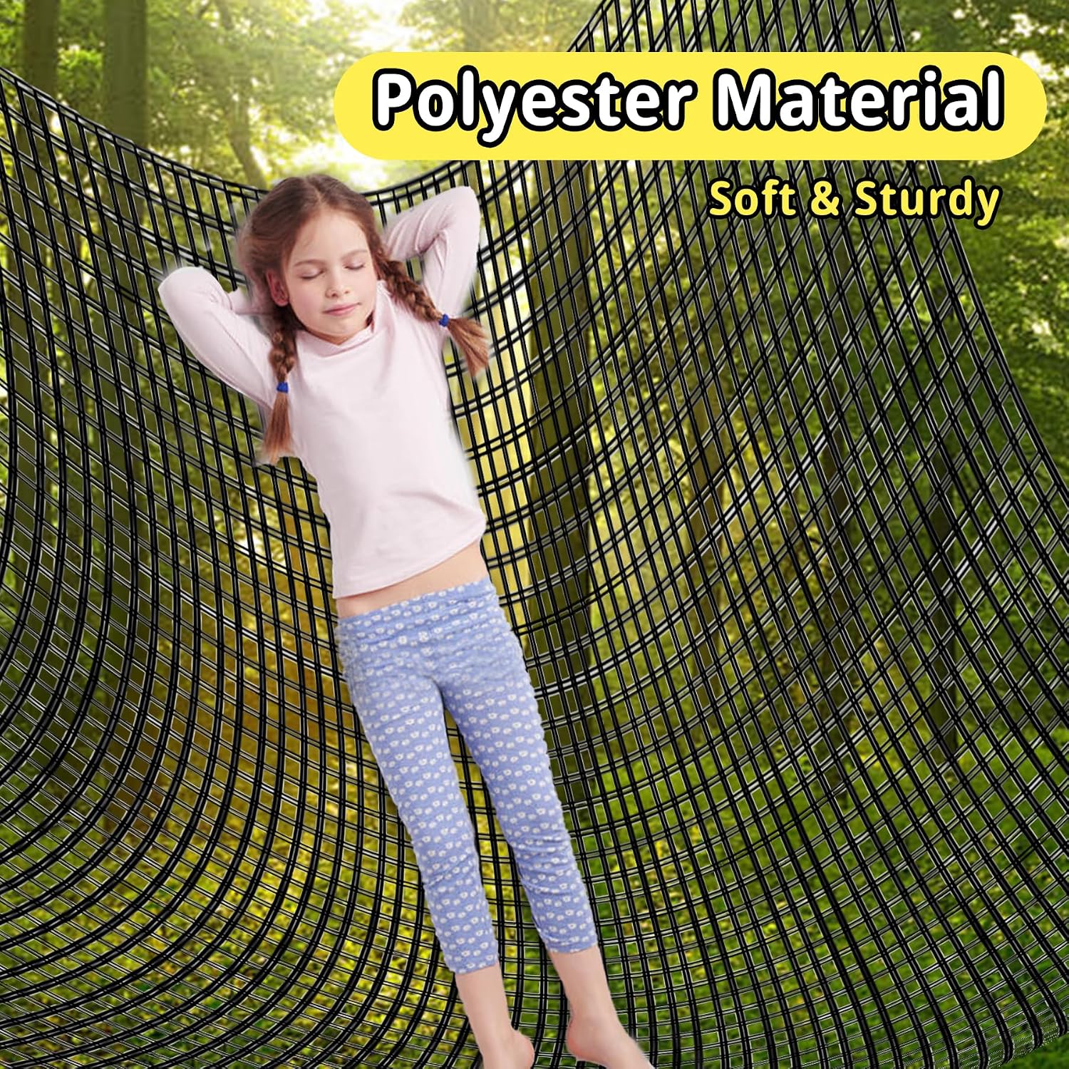 Climbing Cargo Net 9.8' x 9.8', Double Layers Playground Safety Net, with Storage Bag Climbing Net for Kids Outdoor Treehouse image 3
