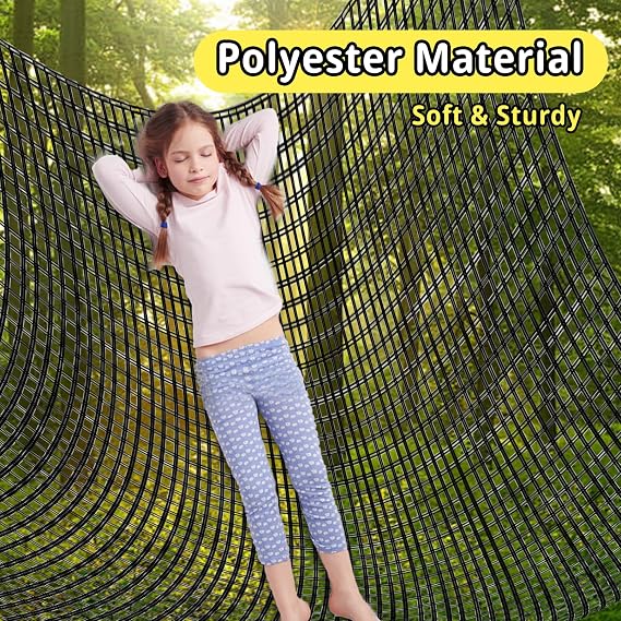 Climbing Cargo Net 9.8' x 9.8', Double Layers Playground Safety Net, with Storage Bag Climbing Net for Kids Outdoor Treehouse