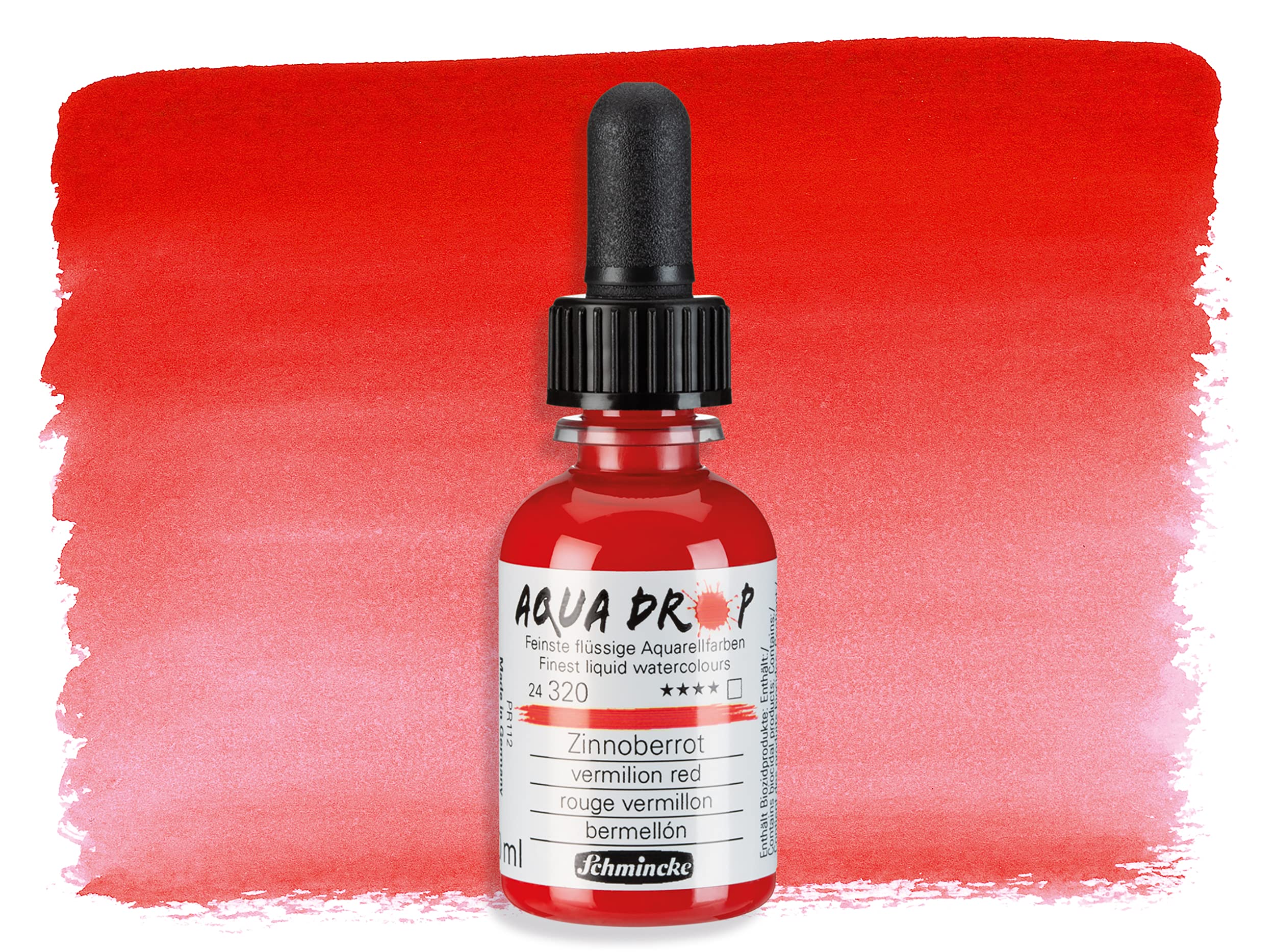 Schmincke, AQUA DROP, liquid, pigment-based watercolour, vermilion red in 30 ml pipette bottle, 24320034 - Image 2