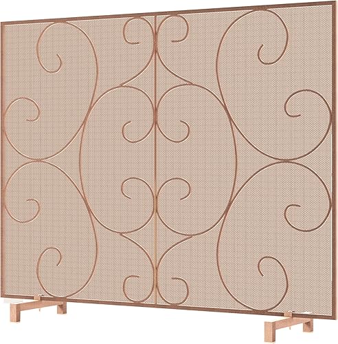 Miniatura 8 de Kingson Cubierta decorativa para chimenea de un solo panel, hecha a mano, malla de metal duradera, resistente al calor, malla de protección contra