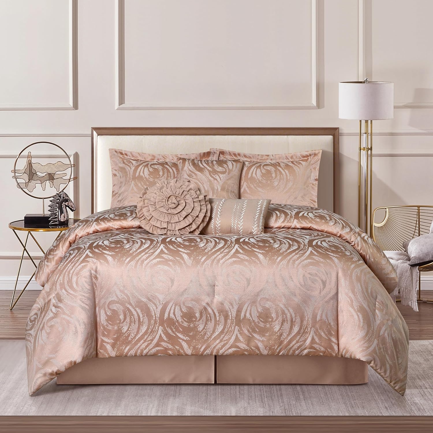 Grand Avenue Blush Comforter Set Queen Size, 7 Pieces