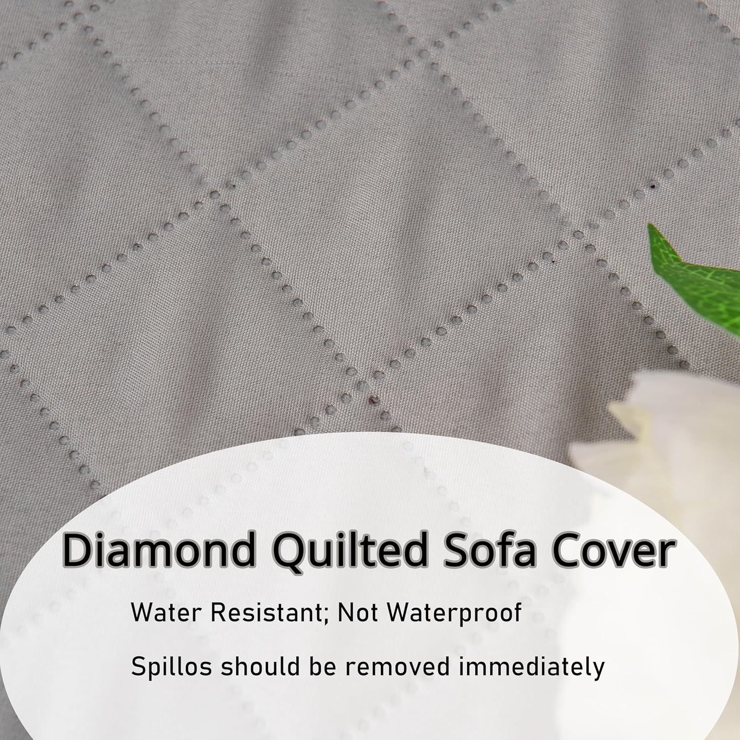 Upgrade Large Quilted Sofa Cover, Couch Cover for Dogs with Elastic Straps,Washable Furniture Protector with pocket for Pets Couch Cover for 1/2/3 Cushion Couch 52"Loveseat Leaves-Dark Green