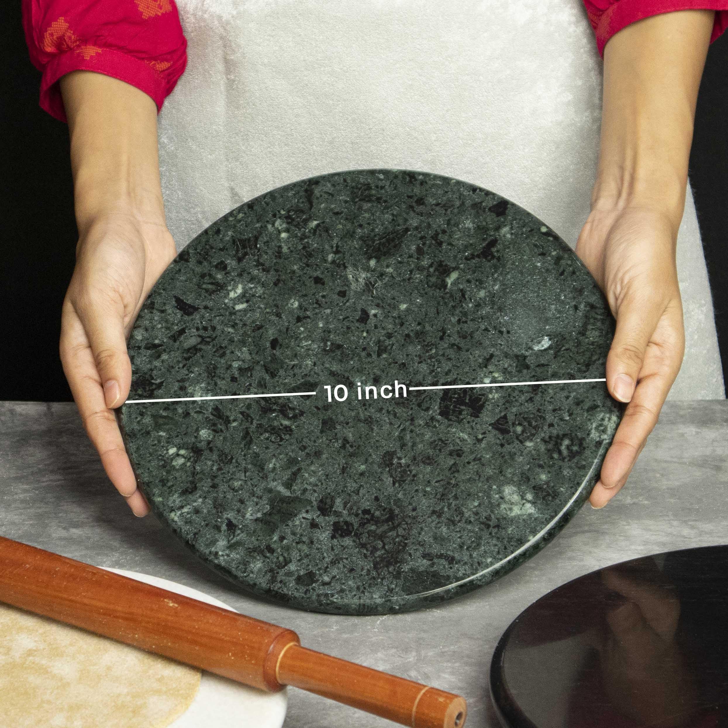 HANDICRAFT BAZAAR Marble Chakla for Kitchen | Roti and Chapati Maker for Home 10 Inches (Green) — Amazon image 4