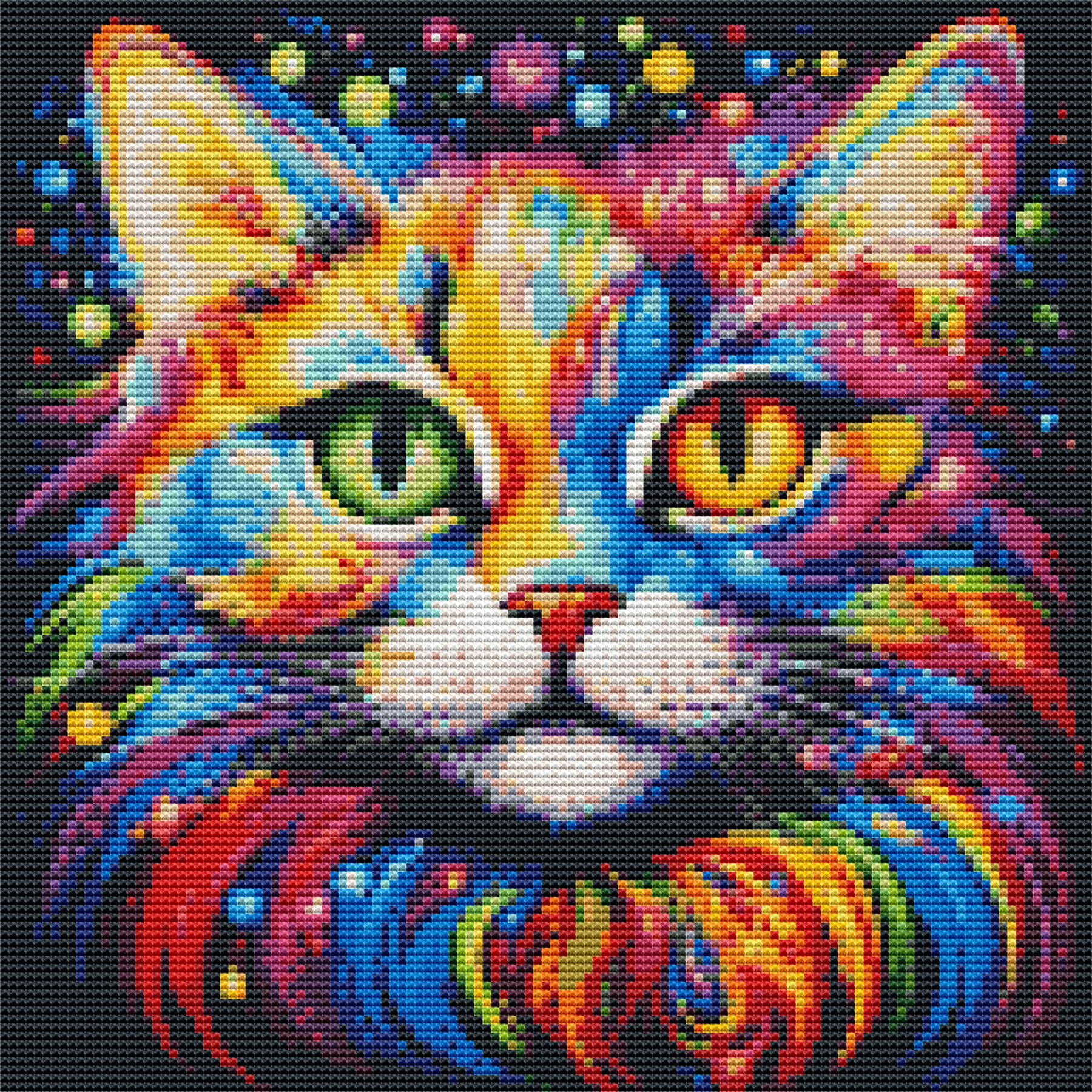 Abillyn 刺繍クロスステッチキット カラフルな猫 プリントパターンスターターキット(猫)