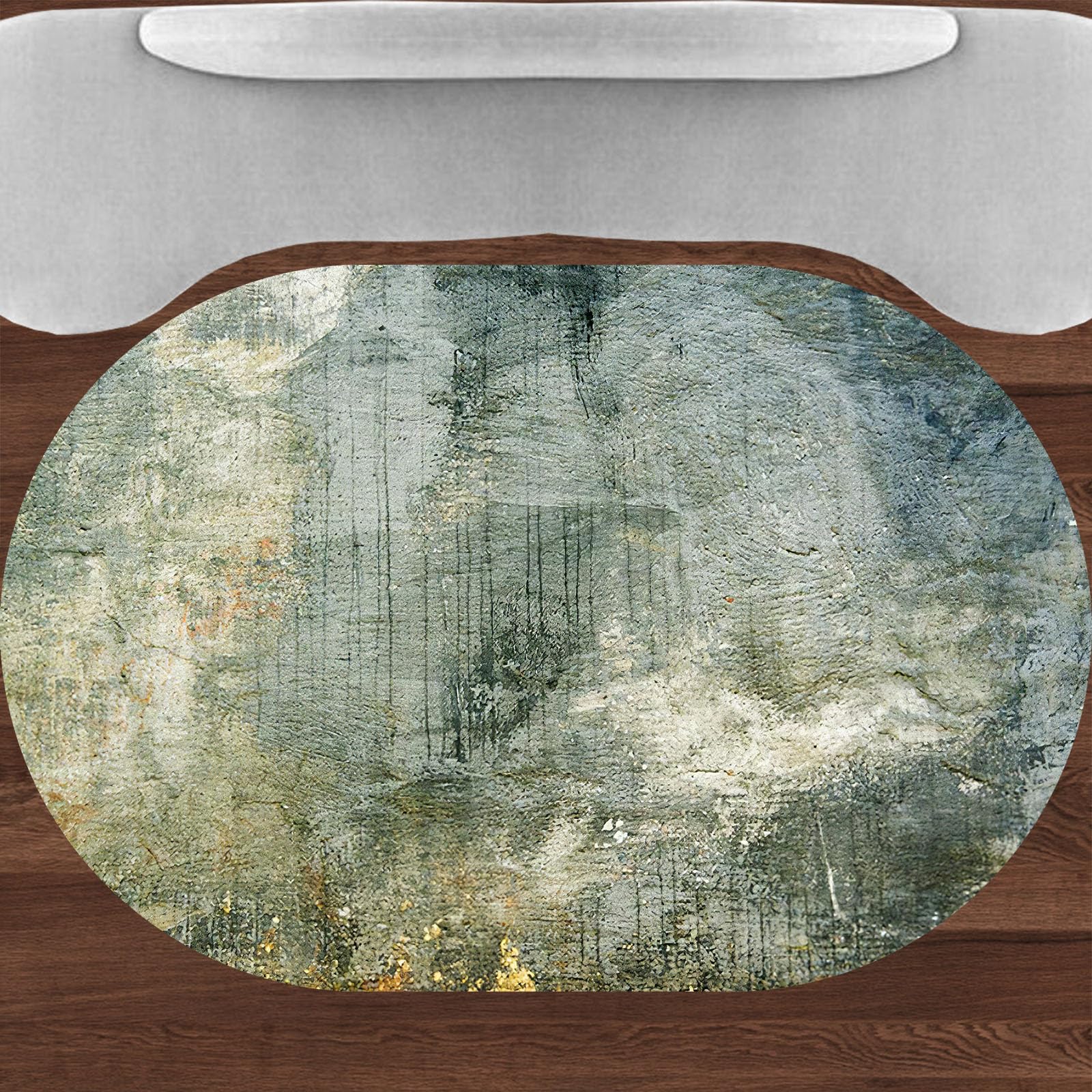 Ovale Tapis Salon Décoration,Green,140 x 200 cm,Bleu Jaune, Vert Mousse de mer, Vert Sauge, Vert argenté,Tapis Chambre d’Amis Moderne Chambre d'enfant,