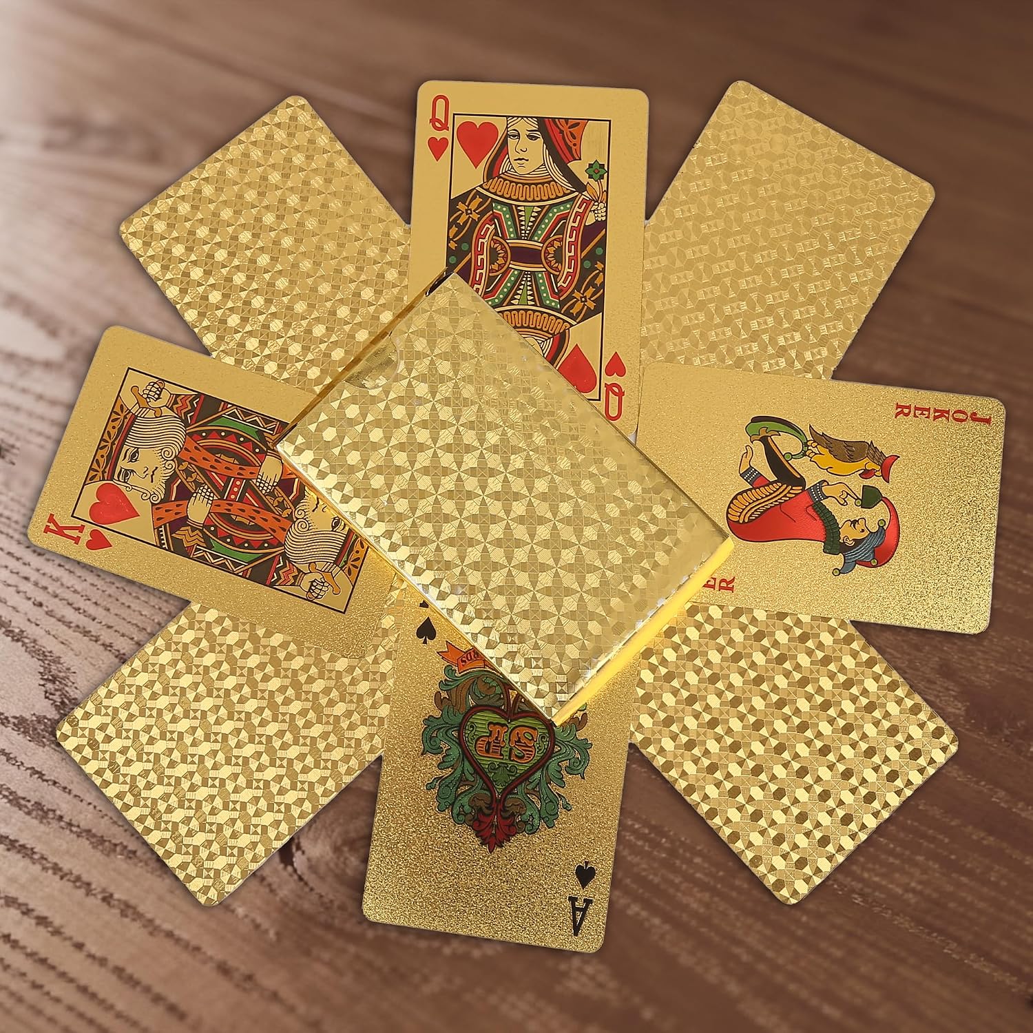 Cool Gold Waterproof Playing Cards, 2 Decks of Cards Playing Card, Premium Plastic Poker Cards for Game Night & Party Table Games