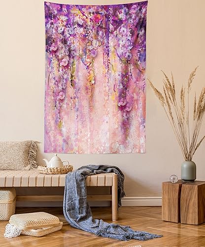 Miniatura 56 de Ambesonne Tapiz vintage, auto viejo frente a un edificio abandonado en La Habana, paisaje urbano cubano, colgante de pared ancho para dormitorio,