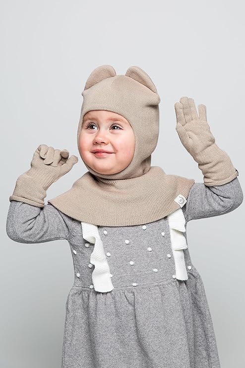 KNITAS Bonnet Tricoté à Une Couche En Coton Peigné Et Acrylique (0+15°C) Pour Bébés, Tout-petits I Cagoule Pour Garçons Et Filles I Printemps, Automne Chapeau Pour Enfant En Fuchsia, Crème, Bleu, Rose