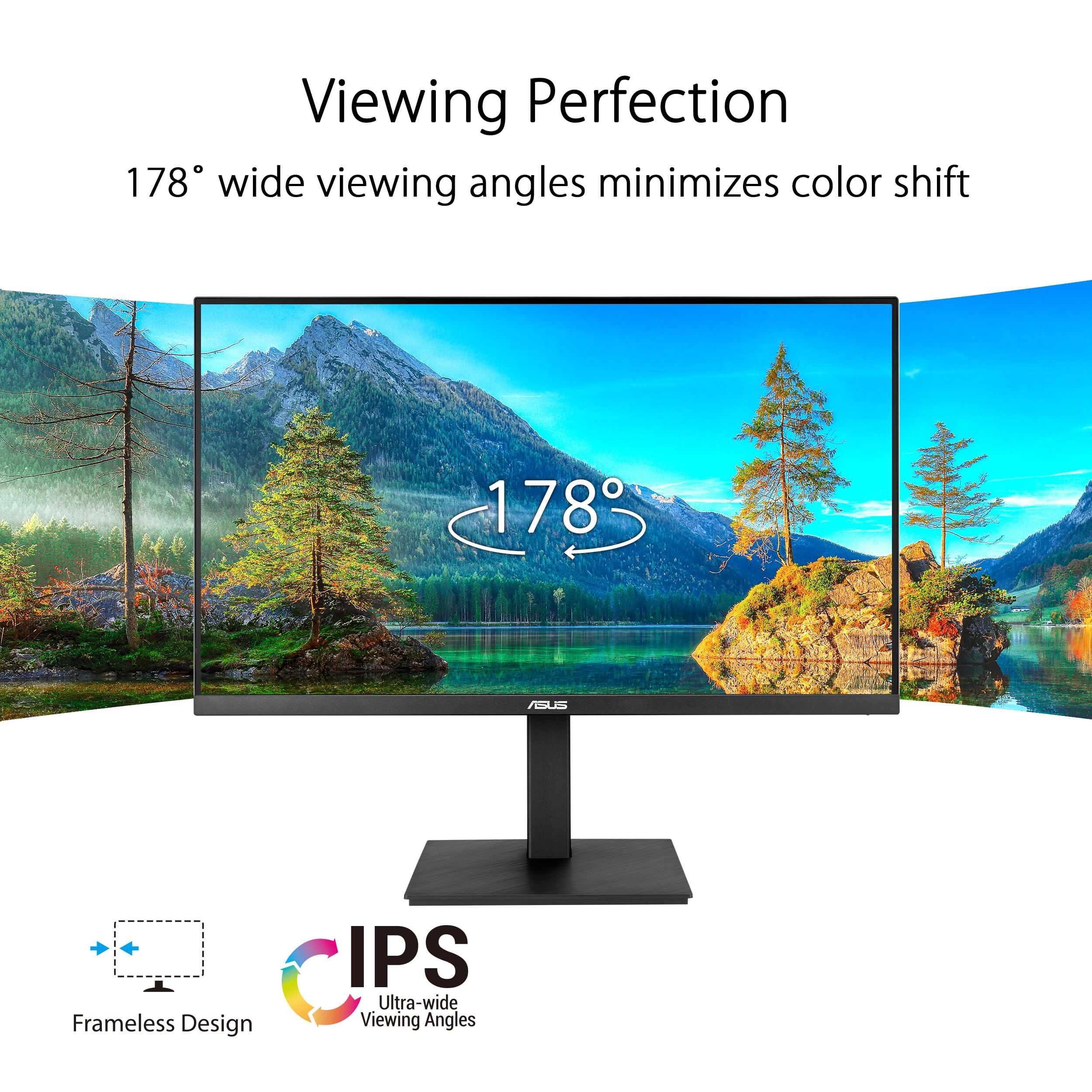 ASUS VA27UQSB - Monitor Profesional de 27", 4K UHD (3840 x 2160), IPS, HDR-10, DisplayPort, HDMI, antiparpadeo, Filtro de luz Azul, diseño ergonómico, montable en Pared, sostenibilidad ecológica