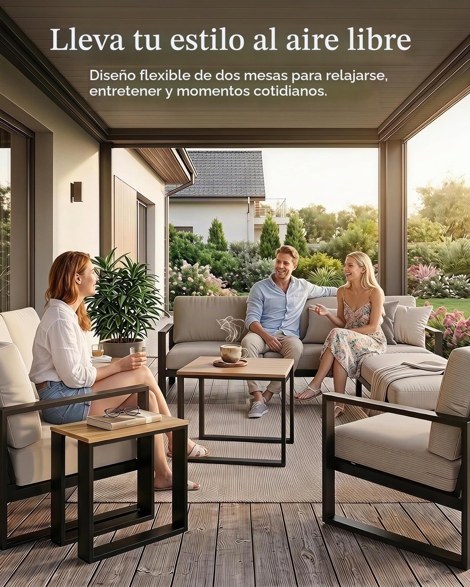 Mesa de Centro 2 Unidades Set Mesas Auxiliares con Estante para Salón Sofá Muebles de Salón