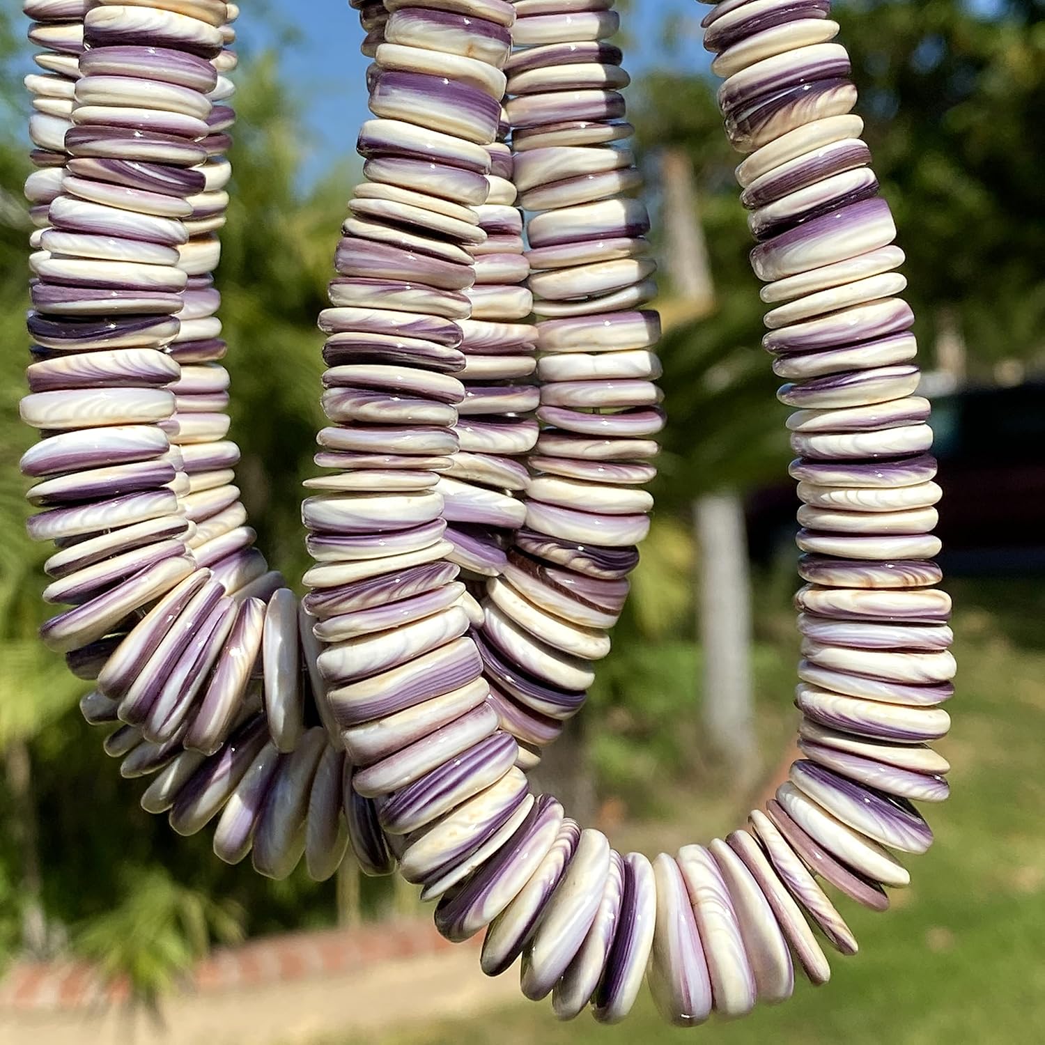 ABCGEMS White Wampum Shell Beads USA Authentic Quahog East Coast (America's First Currency 1637-1673) Ethically Sourced - Small Batch Production - Native American Style - Graduated Heishi 8-16mm