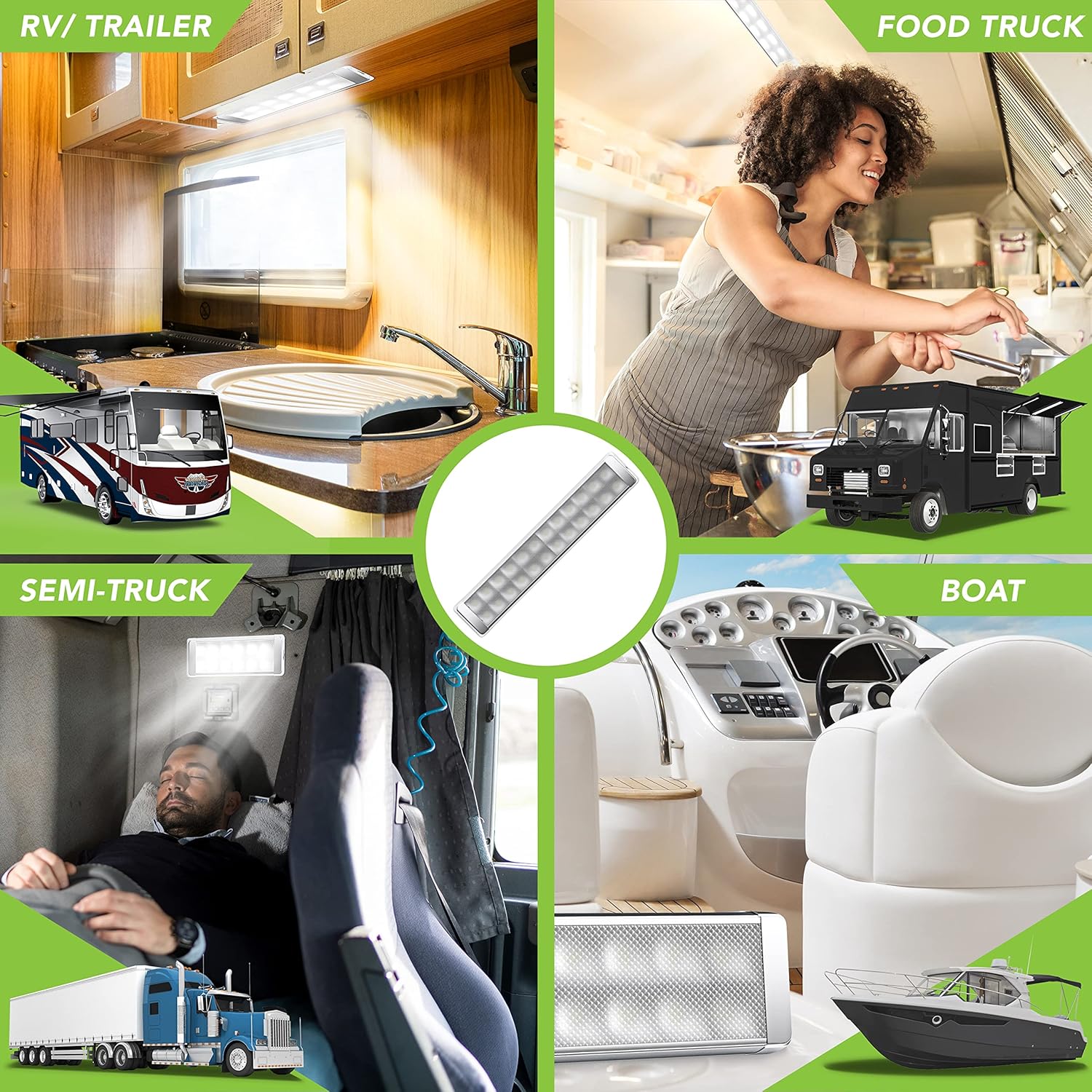 Leisure LED RV LED Ceiling Light Fixture with ON/Off Switch 18.2" 4500K Natural White 12V/24V DC 2400 Lumen, LED Interior Light Fixture/Van Cargo Area Light for RV & Utility (18.2" 2400LM NW 4500K)