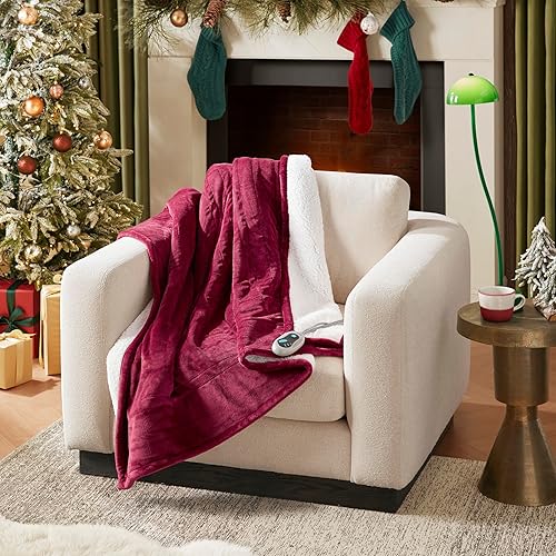 Vista 60 de Beautyrest - Manta Eléctrica Reversible de Felpa ultraligera - Manta Eléctrica, Regulador de Múltiples Niveles de Calor Acogedor Sofá Sala de Estar