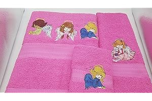 Child Angels Embroidered 3 Piece Bath Towel Set with Mexican Flag Design