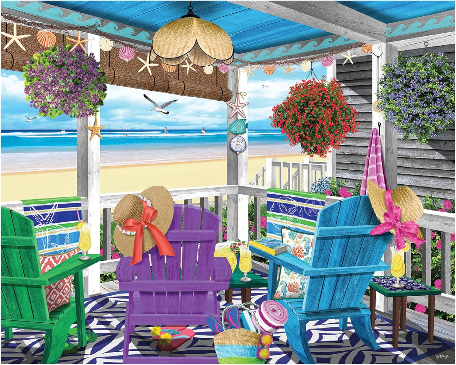 White Mountain 1000 Piece Jigsaw Puzzle Scenic Summer Beach Puzzles with Large Pieces Gift for Adults and Family 24"x30" - Low Tide