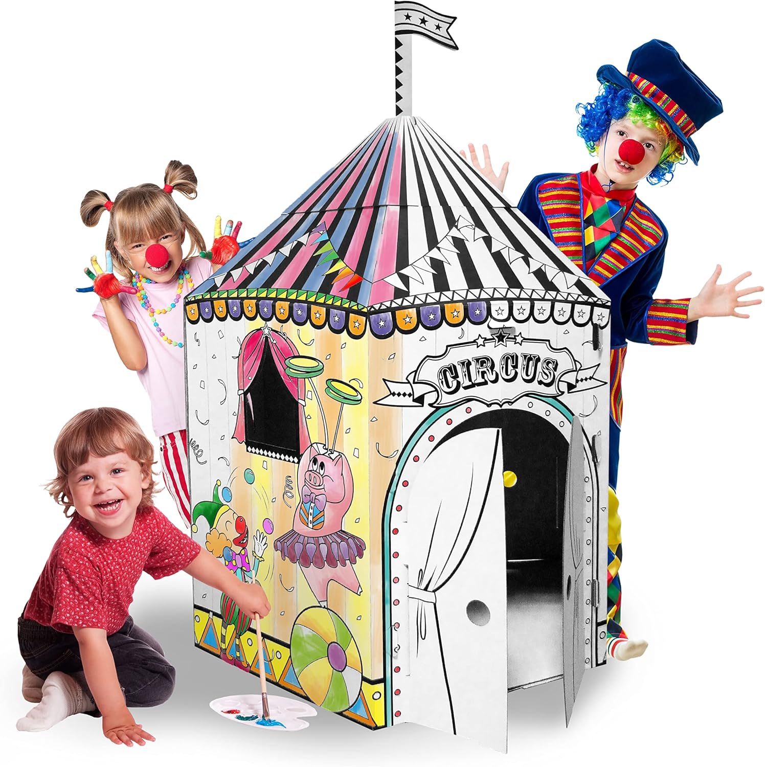 Adventure Awaits! Kids Cardboard Circus Playhouse - Color, Draw, and Customize - Great for Playtime and Arts-and-Crafts Time