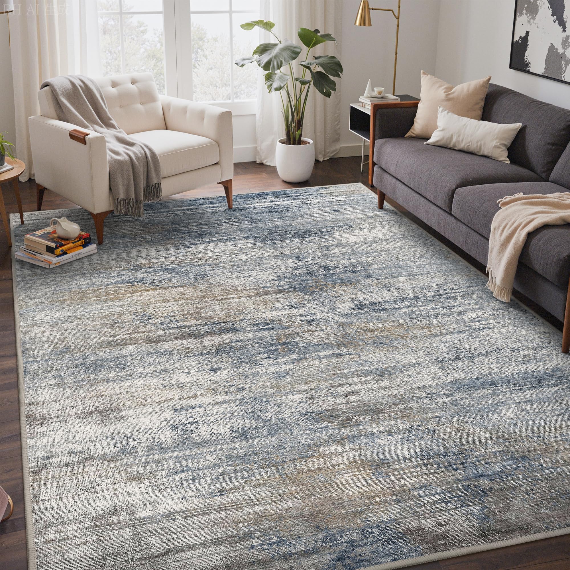 Bavni 8x10 Area Rugs, Abstract Modern Living Room Rugs, Large Machine Washable Rug Non-Slip, Soft Pet Friendly Rugs for Bedroom, Playroom, Dining Room