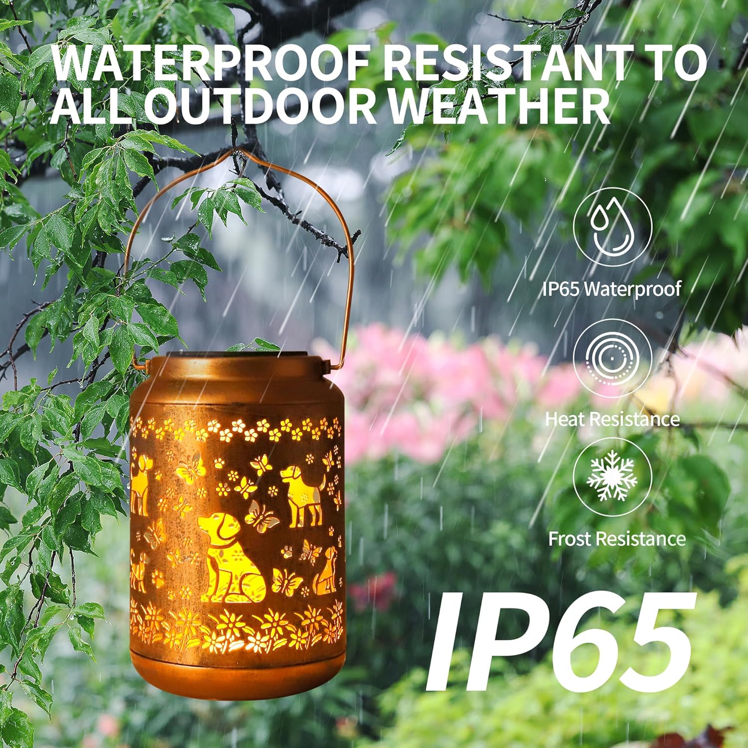 Solar Lanterns Outdoor Waterproof,Labrador Dog Hanging Solar Lights for Garden,Yard,Patio,Pathway - Metal Garden Decor Gifts for Women Mom Grandma