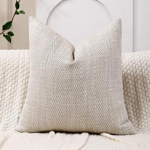 Miniatura 7 de Juego de 2 fundas de almohada a rayas de 18 x 18 pulgadas, fundas de almohada bohemias con almohadas decorativas, fundas de almohada cuadradas Gris