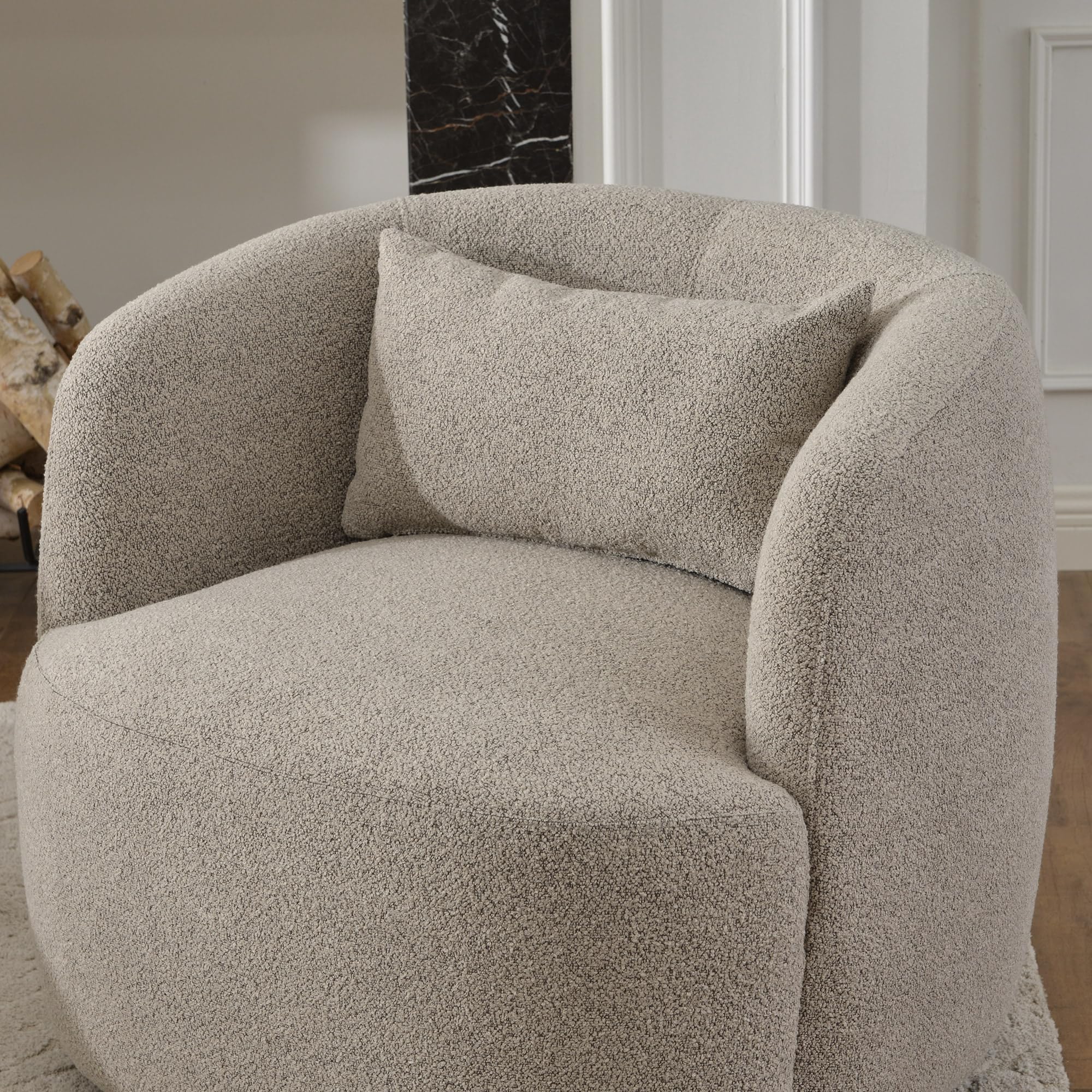 How to Choose a Barrel Chair (2026) 1 KinwellFurniture KINWELL 34' Wide Boucle Swivel Barrel Chairs Set of 2, No Assem - product photo