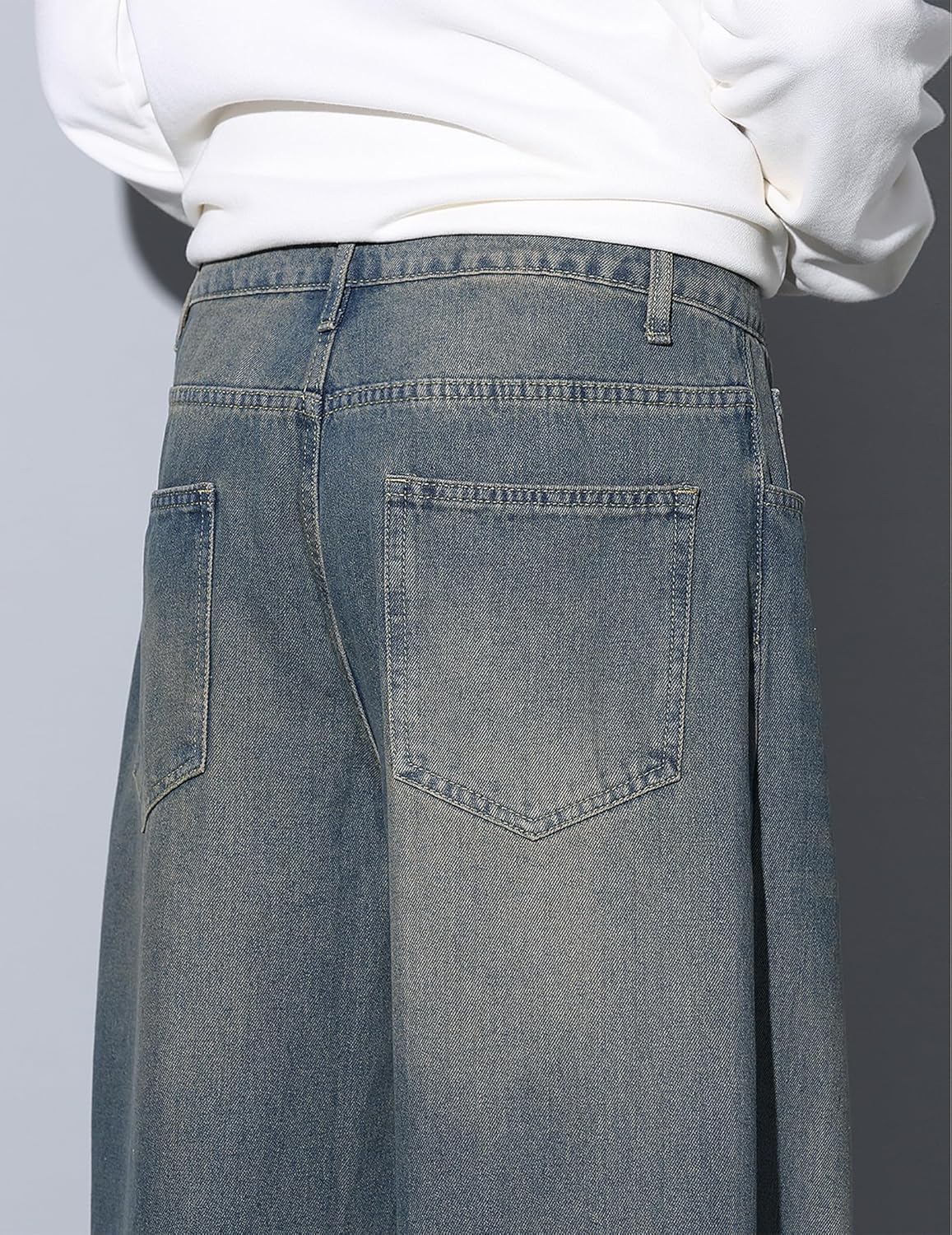 Mens Baggy Jeans Loose Fit Denim Jeans Wide Leg Hip Hop Pants Y2K Skater Trousers Streetwear - Image 7