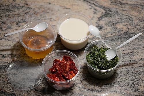 Miniatura 4 de Contenedores de plástico de 8 onzas con tapas, 50 unidades, recipientes redondos perfectos para almacenamiento de alimentos, control de porciones,