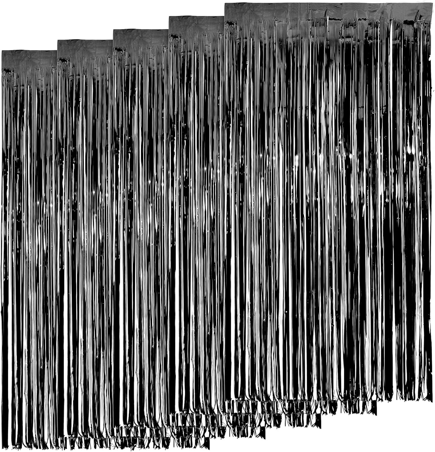 AIBAOBAO 5 Pack Black Tinsel Curtains, Metallic Tinsel Foil Fringe
