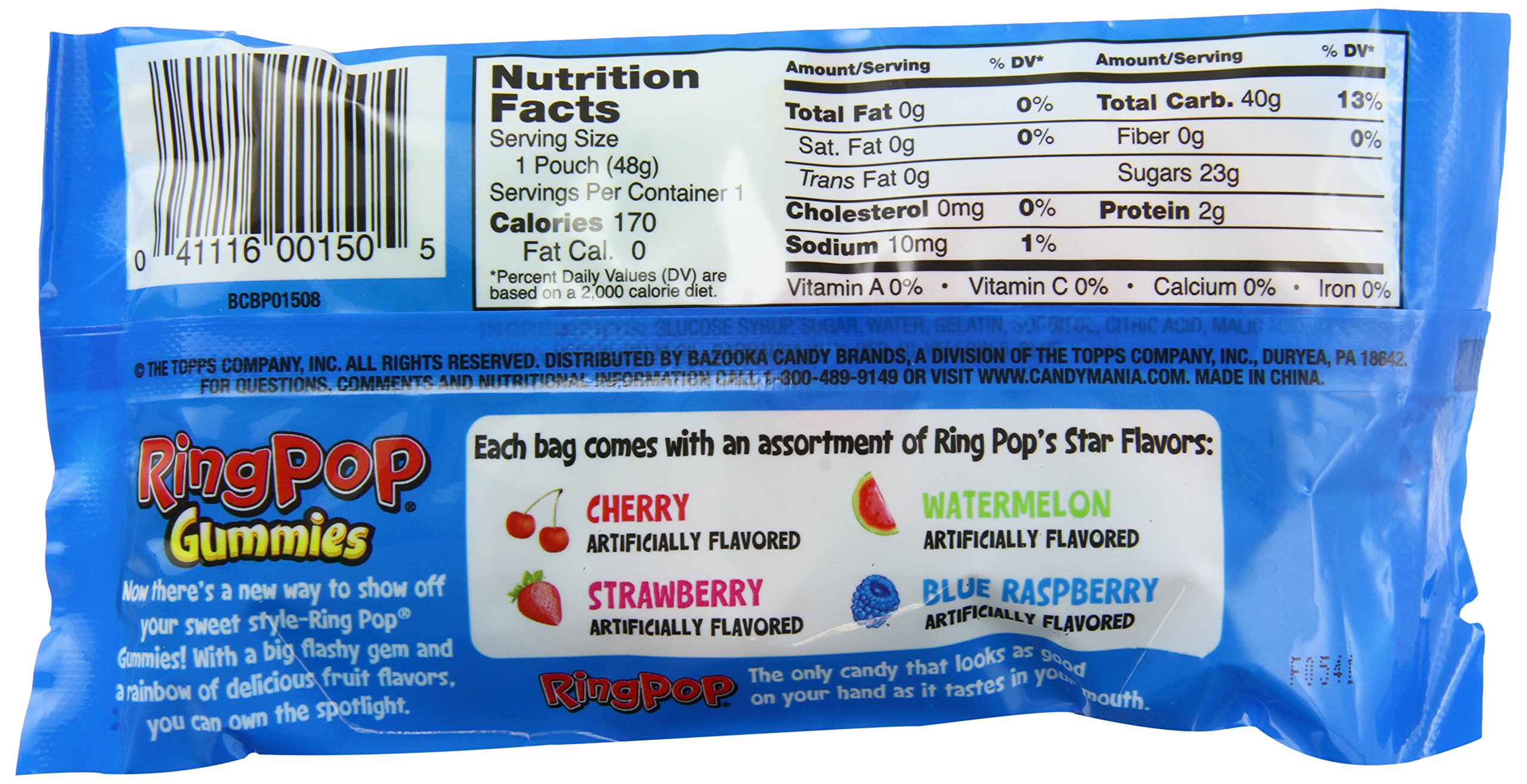 Bazooka Ring Pop Gummies Pouch, 1.70 Ounce (Pack of 16)
