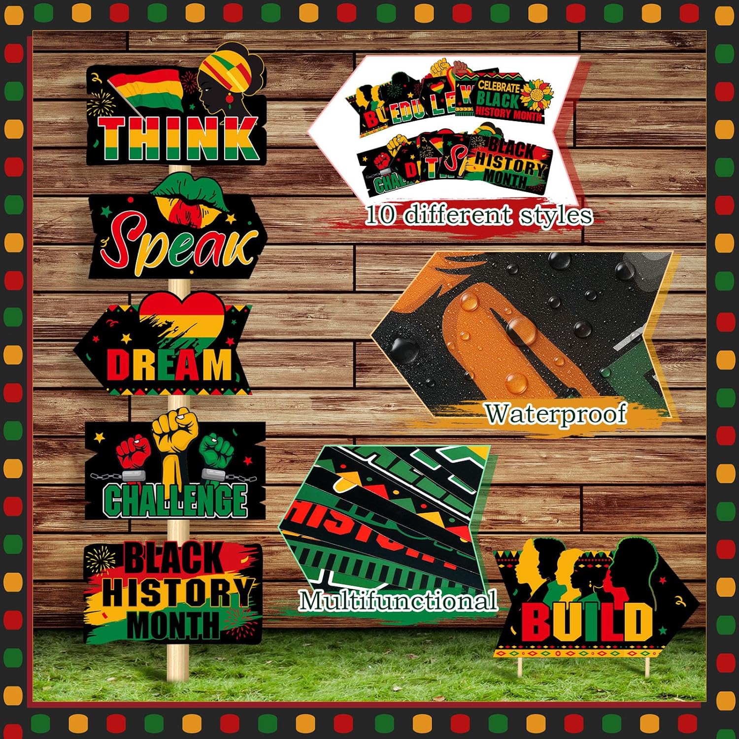 Pasimy 14 Pcs Black History Month Decorations Black History Month Hanging Banner Triangle Flag Porch Sign Yard Signs Decoration for African American Heritage Festival Party Supplies Favor