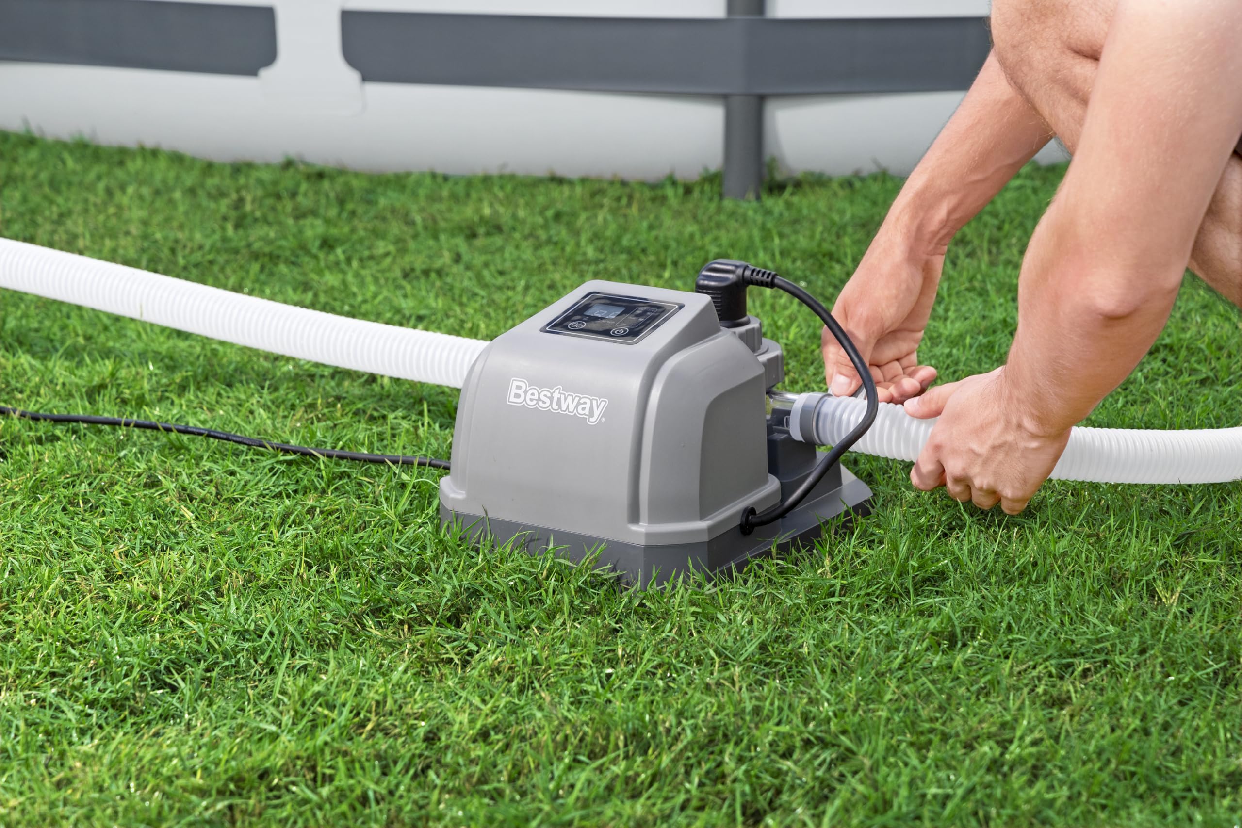 Bestway Salzwasser-Chlorinator Hydrogenic, 2 g/h, 19 W, Pool bis 8.327 Liter, Selbstreinigung, Automatische Tastensperre, GS-Zertifiziert, Chlorersatz, Haut- und augenschonend