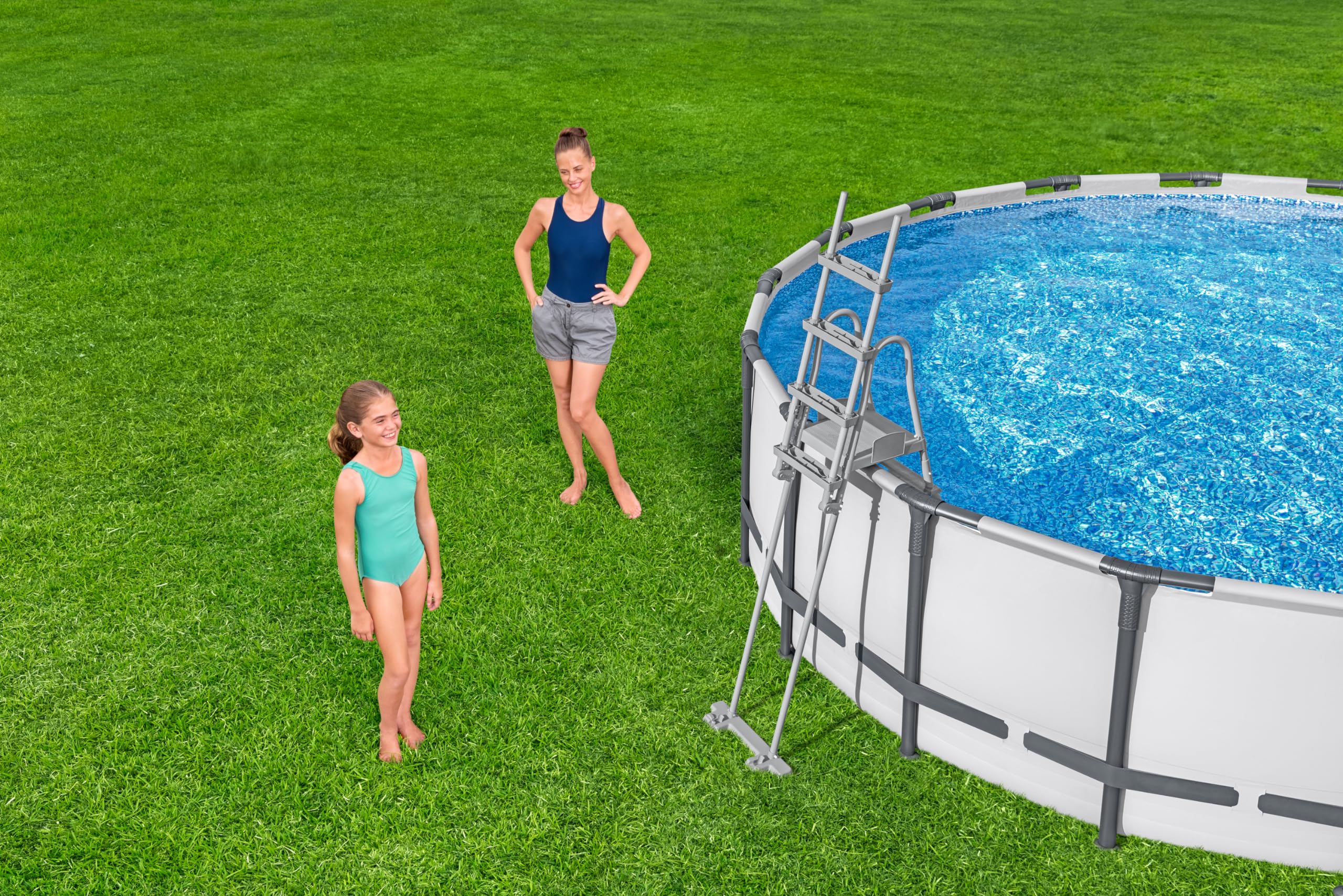 Echelle de sécurité 2x4 marches avec Plateforme pour Piscine 132 cm