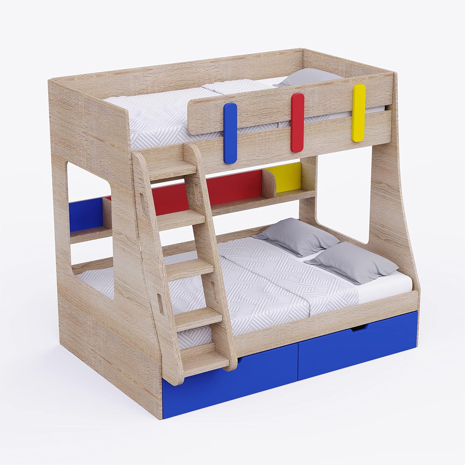 Chill Out Storage Bunk Bed in Oak Matte Finish 72 x 48 inch Lower