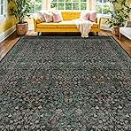 Vintage Dark Green Living Room Rug, 8x10 Washable Area Rugs for Dining Room Under Kitchen Table, Bedroom, Oriental Low Pile Stain Resistant Non-Slip Large Carpet (8x10 Dark Green)