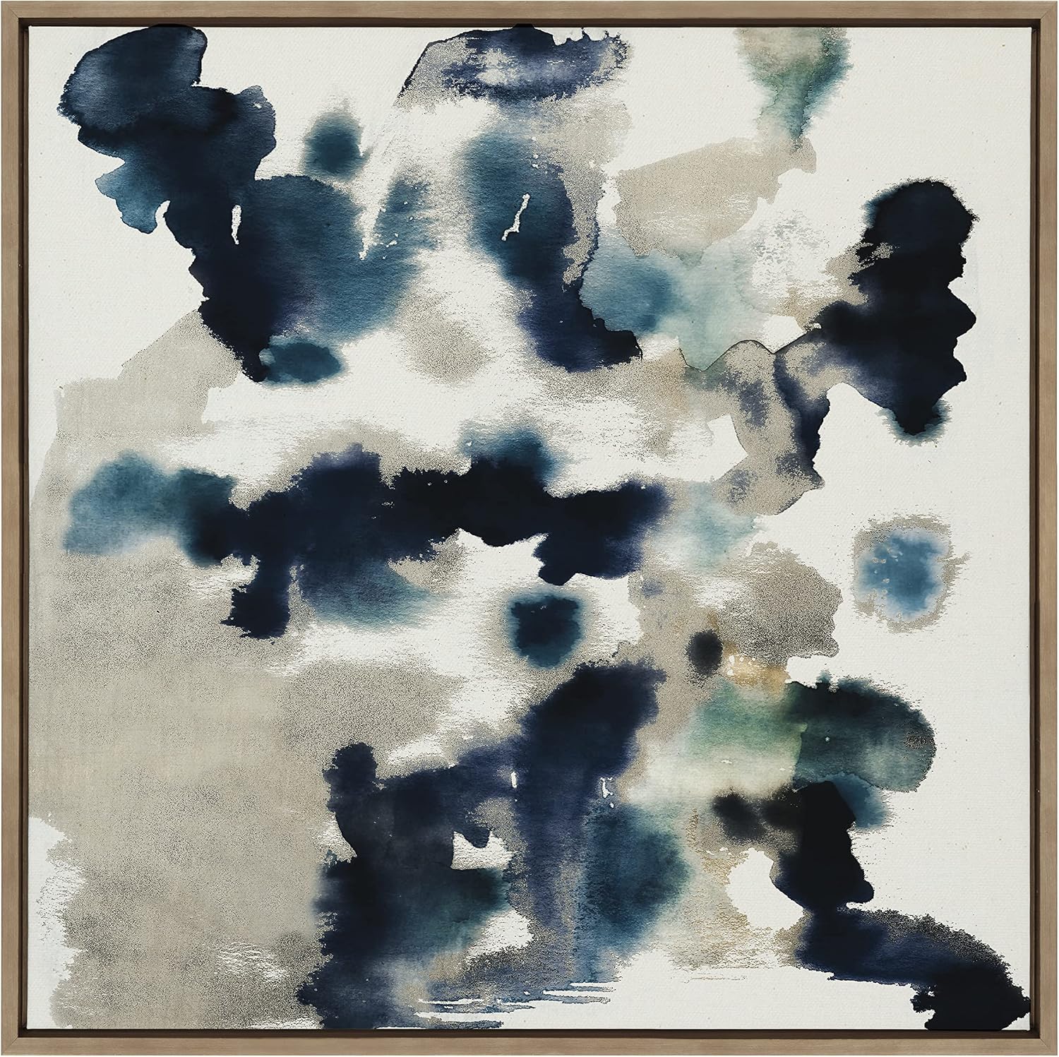 Kate and Laurel Sylvie Gilded Watercolor Framed Canvas Wall Art by Amy Lighthall, 30 x 30, Gray, Modern Abstract Statement Piece for Living Room, Bedroom, Entryway, Office