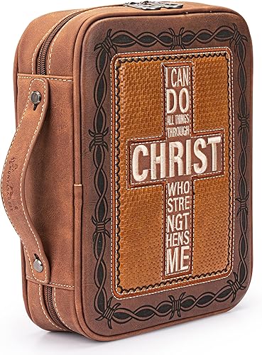 Montana West Fundas de Biblia bordadas de estilo occidental para mujeres y hombres, funda de transporte de la Biblia, bolsa de iglesia protectora de