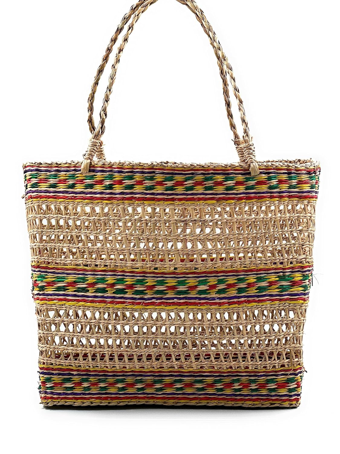 AgnesGP Handmade Colorful Tote Straw Bag for Women Beach
