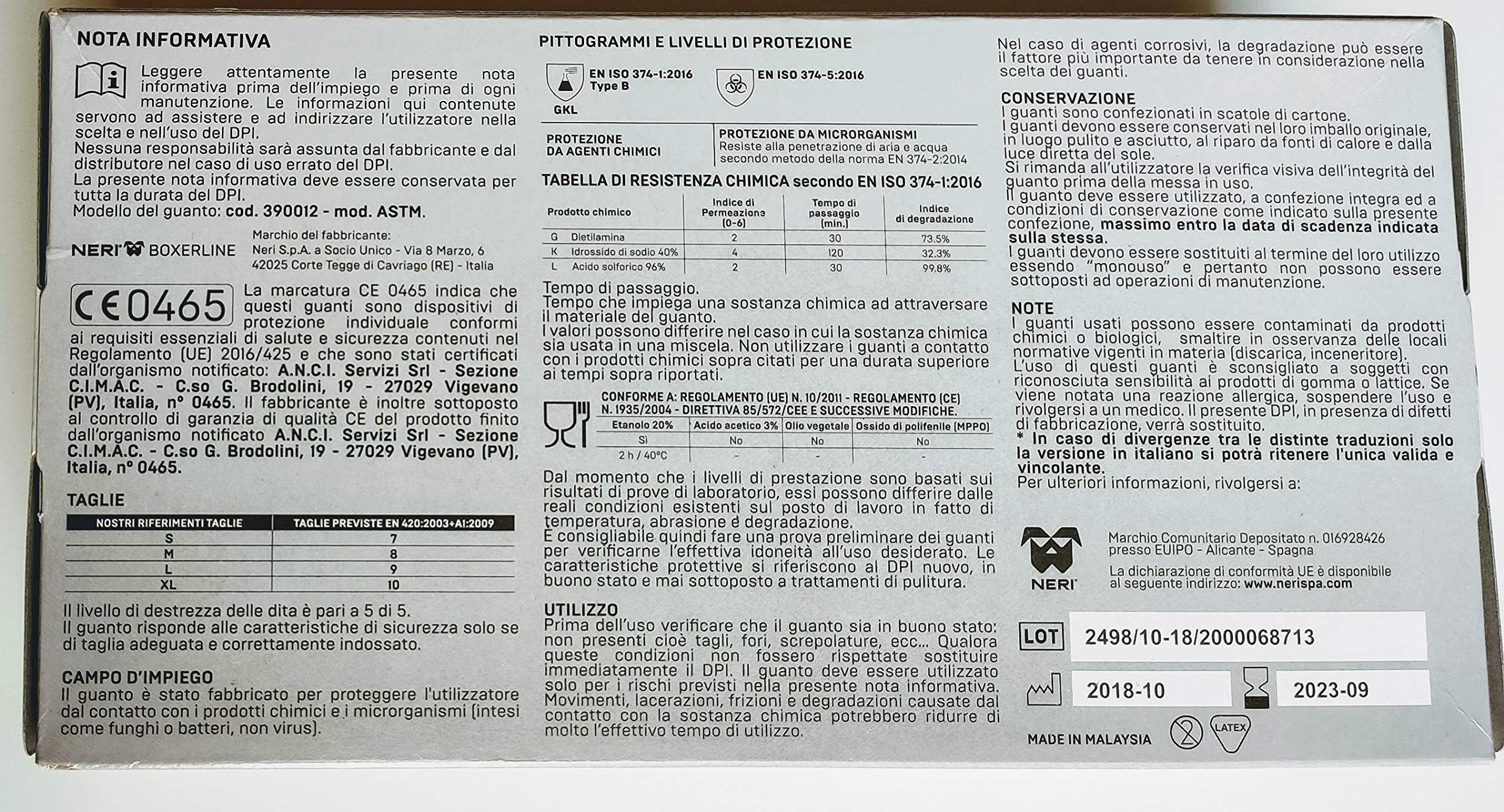 Guanti 100% lattice naturale AQL 1,5
