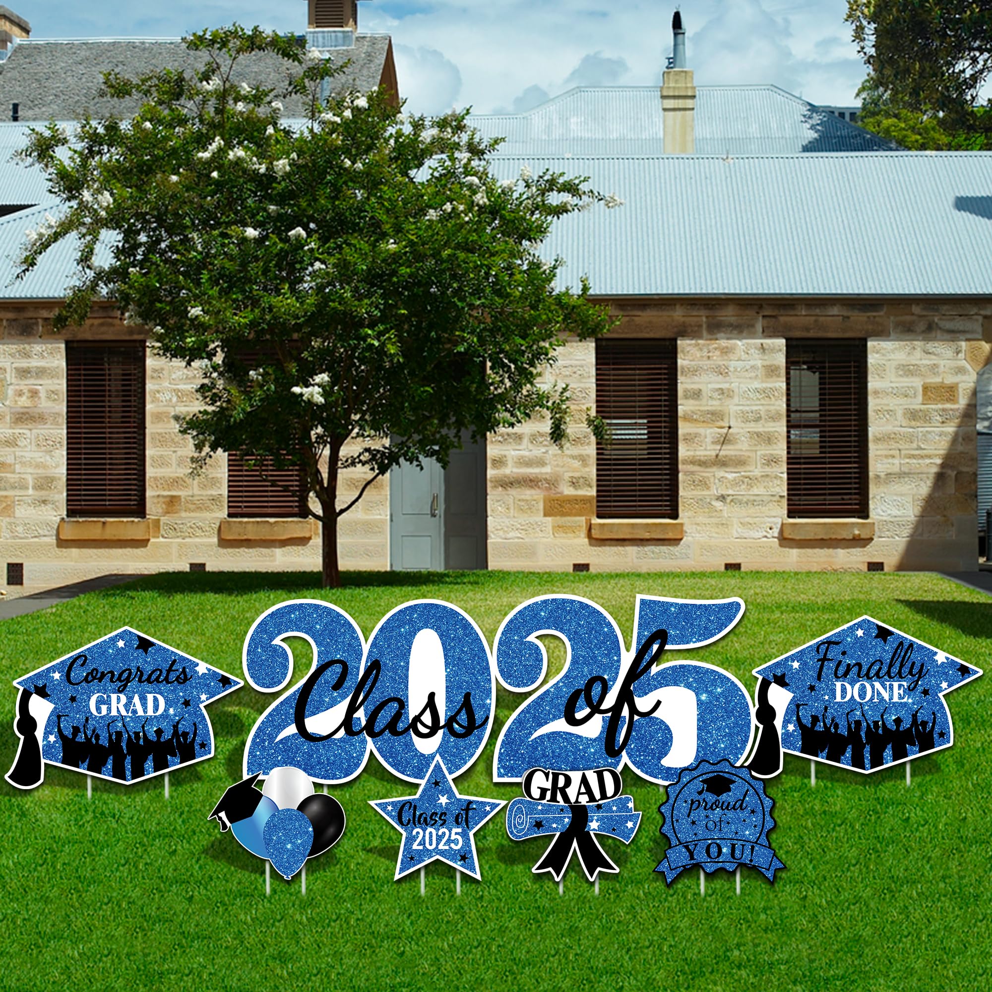 2023 Abschluss Hofschilder Set – 4 Schilder & 8 Heringe, Grün, Für Garten-Deko