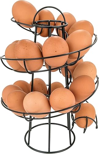 Southern Homewares tobogán para huevos, dispensador en espiral con diseño moderno de primera calidad, se puede colgar, plateado, Negro