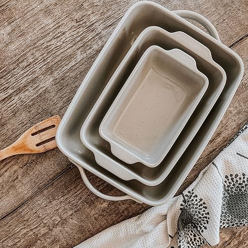 Miniatura 7 de Mora 9x13in Deep Porcelain Baking Dish - Oven to Table, Freezer Safe Earl Grey