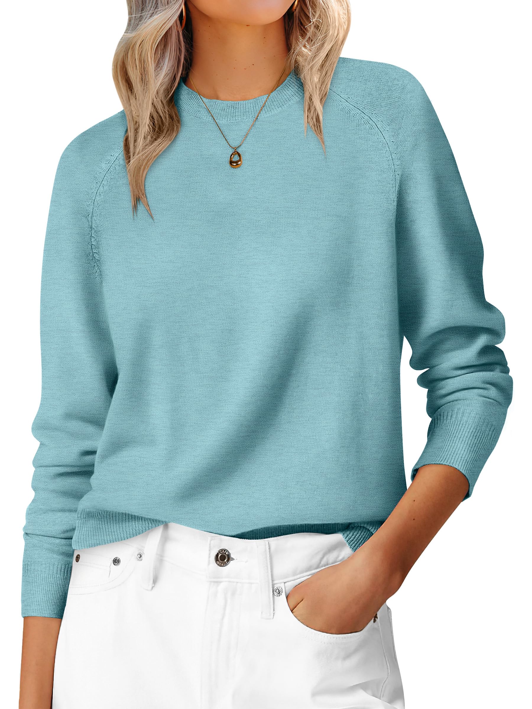 ANRABESS Sweaters for Women 2025 Long Sleeve Crewneck Loose Fit Lightweight Knit Basic Fall Sweater Outfits