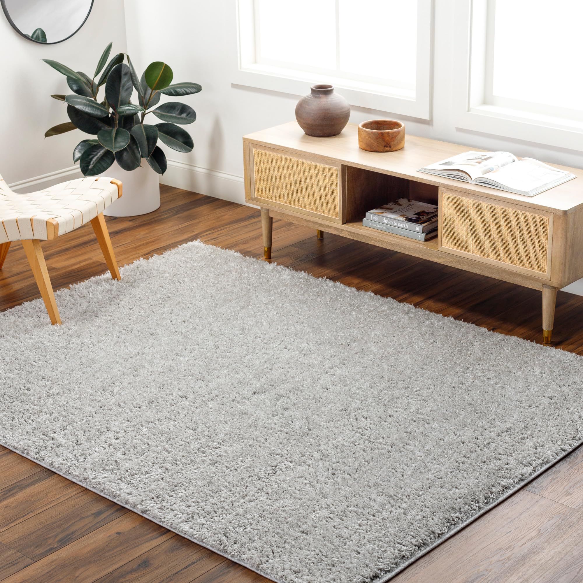 Surya Essentials Tapis à Poils Longs Gris 80x220 Cm - Moderne, Abstrait, Moelleux, Facile D'entretien