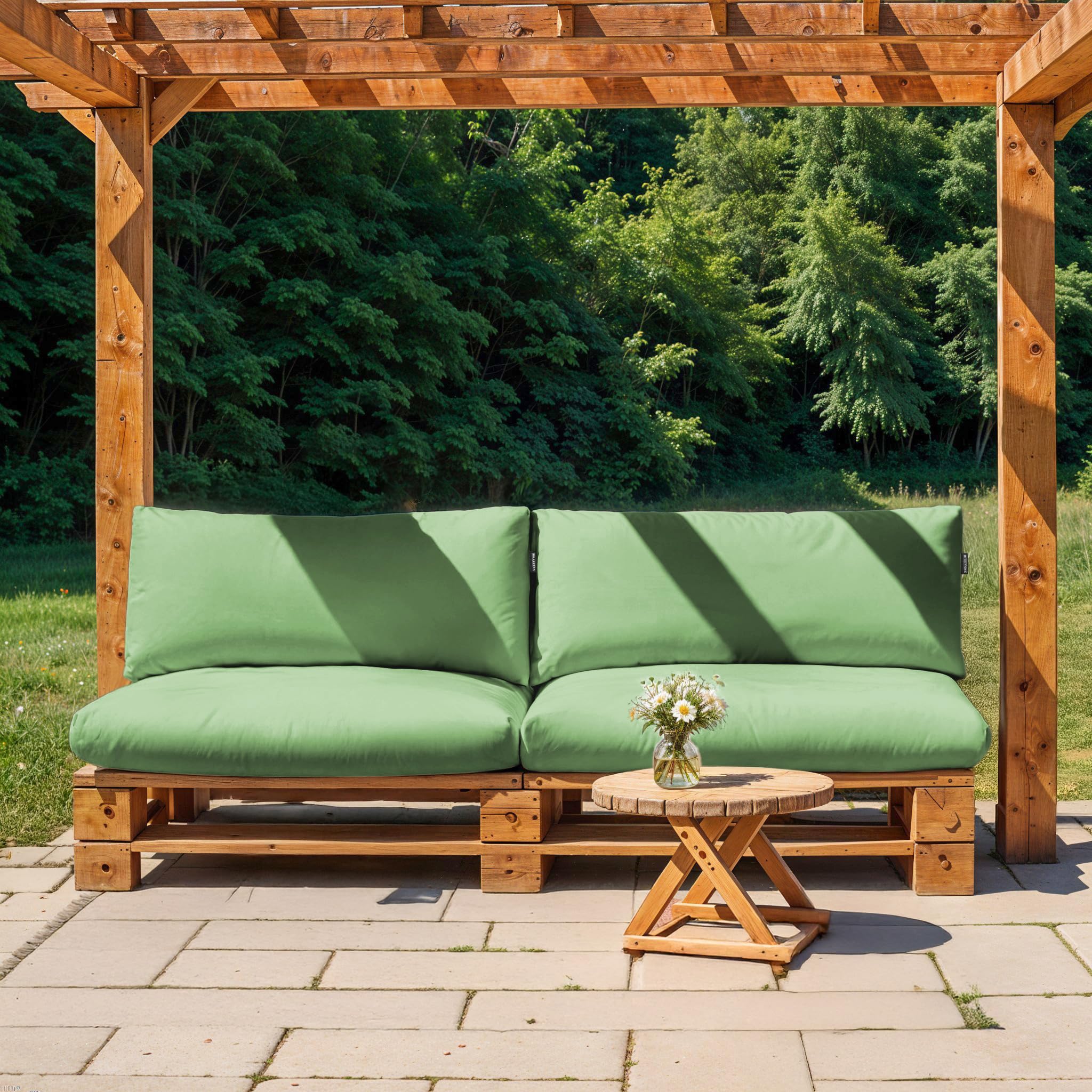 Happers Cuscino per Pallet Esterno 120x60x20 cm Antimacchia Sfoderabile Lavabile Verde