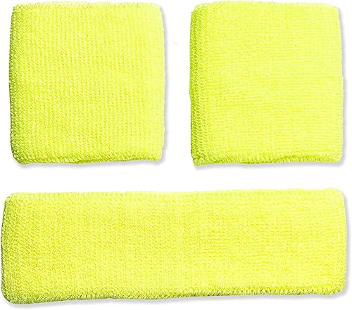 Neon Nation Conjunto combinado de banda para el sudor, 2 muñecas y 1 diadema