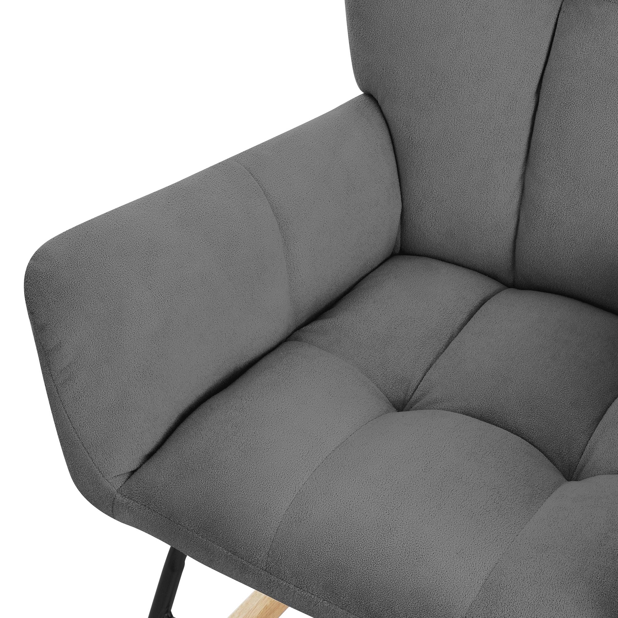ML-Design fotel bujany ciemnoszary z pokryciem frotte tapicerowany z drewnianymi prowadnicami lezanka z podlokietnikami do salonu sypialni i balkonu rozkladany fotel